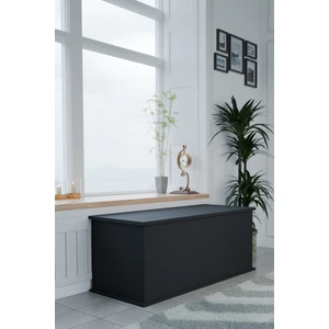 Çeyiz Sandığı Çok Amaçlı Saklama Kutusu Salon Antre Mobilyası Oyuncak Organizer Sandık 125x40 cm Siyah