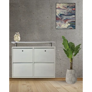 2+2 Tablalı Beyaz Metal Ayakkabılık (KİLİTLİ)