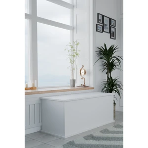 Çeyiz Sandığı Çok Amaçlı Saklama Kutusu Salon Antre Mobilyası Oyuncak Organizer Sandık 125x40 cm Beyaz