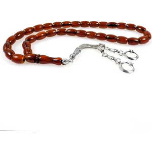 Fıçı Tane Kahverengi Toz Kehribar Tesbih