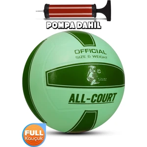 All Court Voleybol Topu Pompa Dahil Set Kauçuk Dikişsiz Yekpare Üretim Iç Dış Mekan No:5 Yeşil
