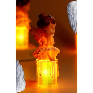 LED Mum Kanatlı Melek Tip Dumansız Pilli Alevli Dekoratif Yapay Mum Işıldak Kahve 1037-7