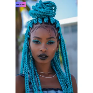 X-Pression Afrika Örgüsü ve Rasta Için Sentetik Saç 165 GR #BLUE3