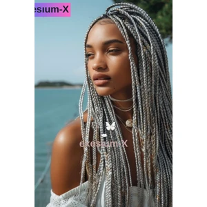 X-Pression Afrika Zenci Örgüsü ve Rasta İçin Sentetik Saç 165 GR ORTA GRİ #GREY2