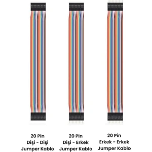 20 Pin Erkek-Erkek, 20 Pin Dişi-Erkek, 20 Pin Dişi-Dişi Jumper Kablo