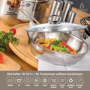 Ambos Saphire Paslanmaz Çelik Cam Kapaklı Tava 26 cm