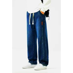 Reax Streetwear Beli Lastikli Ipli Düz Paça Rahat Kesim Erkek Jean Pantolon