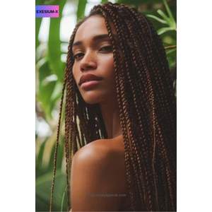 X-Pression Afrika Zenci Örgüsü ve Rasta İçin Sentetik Saç 165 GR KAHVERENGİ #4