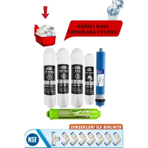 Kapalı Kasa 12 Inç Su Arıtma Cihazı Filtresi 6 Aşamalı 80 Gpd Lg Membranlı Inline Seti Alkalin-