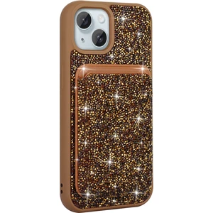 Apple iPhone 15 Plus Magsafe Cüzdan  Pırlanta Parlak Taş Tasarımlı Silikon Kapak Kılıf