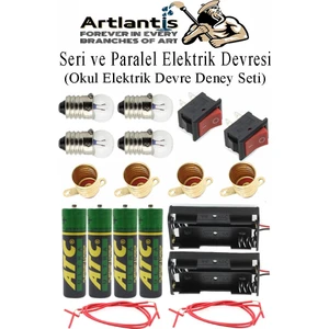 Seri ve Paralel Basit Elektrik Devresi 1 Paket Deney Seti Sarı Mini Duy 4 Adet Mini Ampul 4 Adet Anahtar Iş Eğitimi Seti