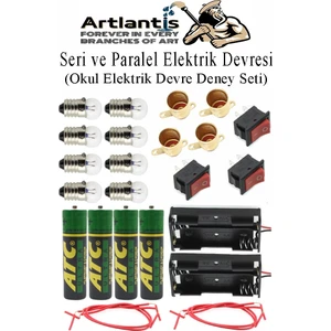 Seri ve Paralel Basit Elektrik Devresi 1 Paket Deney Seti Sarı Mini Duy 4 Adet Mini Ampul 8 Adet Anahtar Iş Eğitimi Seti