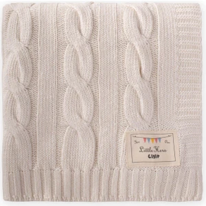 Saç Örgü Triko Battaniye 80X100 cm (+/-5 Cm) Ekru