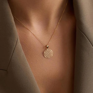 14 Ayar Altın Yaşam Çiçeği Kolye 1,4 cm