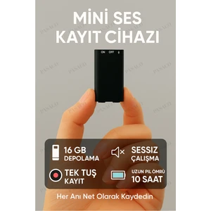 Mini Dijital Ses Kayıt Cihazı Tek Şarjla 10 Saat Kayıt Taşınabilir Gizli Ortam Ses Kaydedici