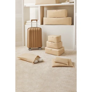 Home Wave 6'lı Bej Pötikare Bavul Içi Düzenleyici Set