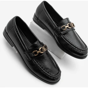 Kadın Loafer Küt Burun Tokalı Günlük Ayakkabı Barfin Siyah