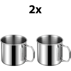 2 Adet Çelik 250 Ml Katlanır Kulp Kahve Kamp Bardağı Fincanı Mt163-2