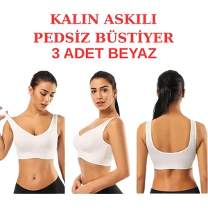 3'lü Paket Göğüs Toparlayıcı Kalın Askılı Pedsiz Sütyen Korse Spor Sütyen Büstiyer Yarım Atlet