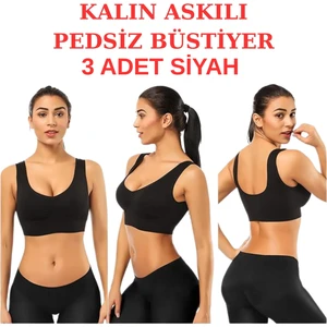 3'lü Paket Göğüs Toparlayıcı Kalın Askılı Pedsiz Sütyen Korse Spor Sütyen Büstiyer Yarım Atlet