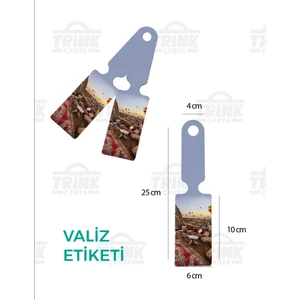 TRİNK ÇANTA Desenli Silikon Valiz ve Bavul  Bagaj   Isimlikli Etiket  * 2 Adet * KAPADOKYA
