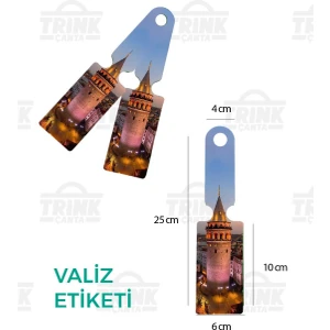 Trink Çanta Desenli Silikon Valiz ve Bavul  Bagaj   Isimlikli Etiket  * 2 Adet * GALATA KULESİ