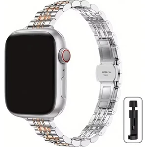 Apple Watch 10 42MM 4 5 6 7 8 9 Uyumlu 38 40 41MM Ince Slim Rolex Tasarım Kordon Kayış