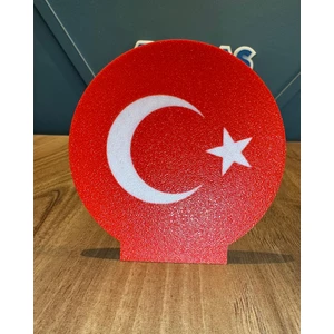 Atlas Lab 3D Yuvarlak Masaüstü Türk Bayrağı Dekoru Şık ve Anlamlı Tasarım
