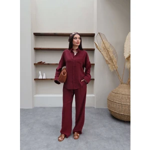 Esra Helvacı Cepli Gömlek Modal Pantolon Takım