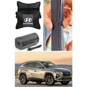 Hyundai Tucson Direksiyon Kılıfı Dikmeli Düz Deri Ultra Esnek Ithal & 2'li Lüks Boyun Yastığı