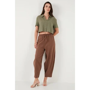 Pamuklu Relaxed Fit Normal Bel Daralan Paça Pantolon Bayan Pantolon 668YP5198