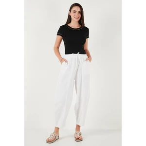 Pamuklu Relaxed Fit Normal Bel Daralan Paça Pantolon Bayan Pantolon 668YP5198