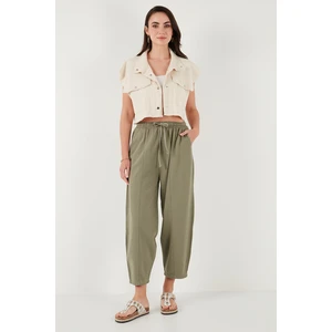 Pamuklu Relaxed Fit Normal Bel Daralan Paça Pantolon Bayan Pantolon 668YP5198