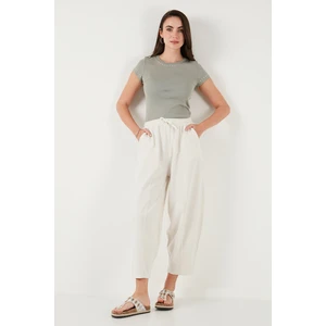 Pamuklu Relaxed Fit Normal Bel Daralan Paça Pantolon Bayan Pantolon 668YP5198