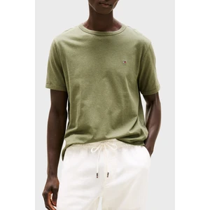 Tommy Hilfiger Keten ve Pamuk Karışımlı Regular Fit Bisiklet Yaka T Shirt Erkek T Shirt MW0MW38637 Plı