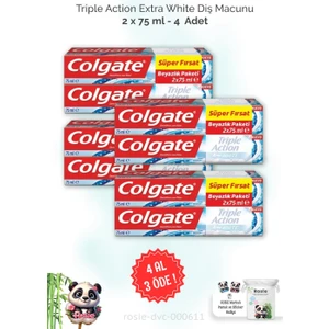 4 Al 3 Öde Colgate Triple Action Extra White Diş Macunu 2 x 75 ml ve Rosıe