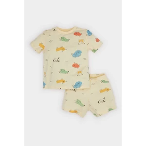 Erkek Bebek Pijama Takımı Desenli Kısa Kollu Penye Üst Beli Lastikli Şort E9607A525SM
