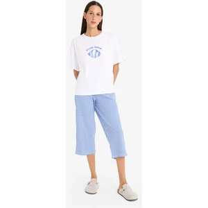Pijama Takımı Regular Fit Kısa Kollu Baskılı Üst Esnek Belli Kapri Alt-Fall in Love F1959AX25SP