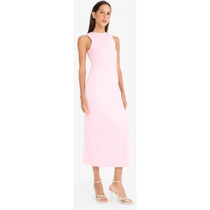 Bodycon Vücudu Saran Kayık Yaka Kısa Kollu Maxi Yazlık Elbise F5363AX25SM