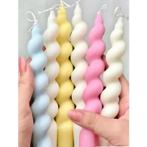 6’lı Burgulu Şamdan Spiral Renkli Mum 6’lıburgulusamdan 2 x 18 cm