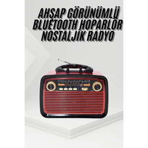 Nostalji Radyo Bluetooth Hoparlör Usb-Sd Kart Giriş Led Fener Işıklı Bataryalı Pilli