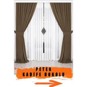 Kahverengi Kadifemsi Kumaş Pileli Fon Perde Petek Dokulu Yüksek Kalite Tek Kanat