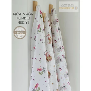 Ftbabycollection %100 Pamuk 3'lü Müslin Bebek Battaniye Seti Oeko-Tex Sertifikalı Müslin örtü 80 x 90 cm