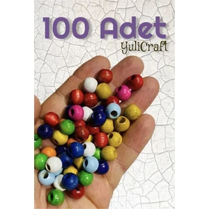 Flea Market 100 Adet 10MM Karışık Renkli Ahşap Boncuk - Makrome Boncuğu , Takı Boncuğu , Dekoratif Boncuk