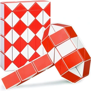 Rubiks Snake Şekilden Şekle Giren  Oyuncak Dikkat Beceri Gelişim Oyuncağı 24 Adım Krmz