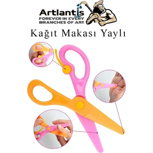 Renkli Kağıt Makası 1 Adet Plastik Yaylı Küt Uç Korumalı Okul Makası Çocuk Makası Okul Öncesi Kreş Ana Sınıfı