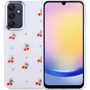 Samsung Galaxy A25 Kılıf Airbag Tasarımlı Simli Şeffaf Alt Kutup Kapak - Kiraz