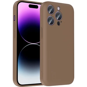 Alan Tech Apple iPhone 14 Pro Kılıf Kamera Korumalı Kartlık Hazneli Alt Vitra Kapak - Kahverengi