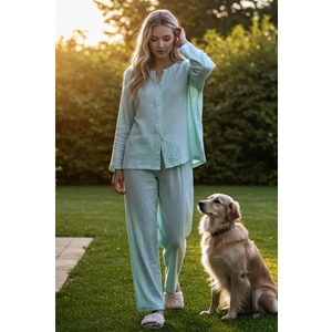 Organik Müslin 2'li  Pijama Takımı  Naturel Doğal
