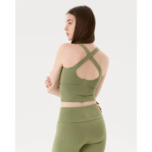 Ayma Active Kadın Açık Yeşil Halter Half Crop Bluz - EcoVero™ Viskoz, İç Sütyenli, Göğüs Pedli, Halter Yaka, Crop Spor Bluz